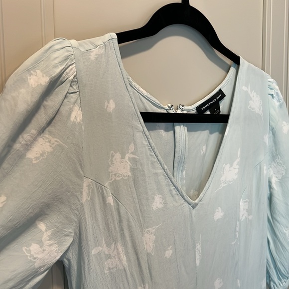 Revolve | Something Navy Mint Etch Flower Dress | size small - Picture 7 of 9